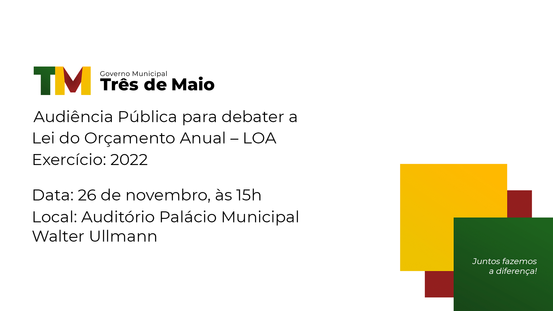 AUDIÊNCIA PÚBLICA DA LOA 2022 OCORRE NA SEXTA-FEIRA